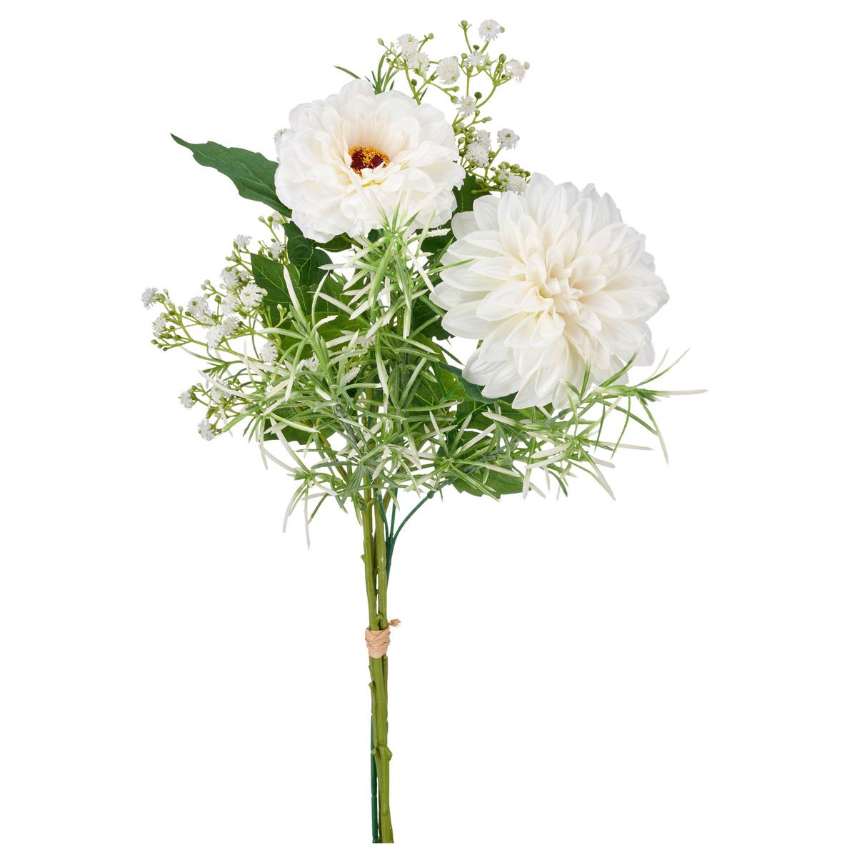 Umelý kvet krasuľka DAHLIENMIXSTRAUSS II -PAZ- - biela/zelená, Basics, kov/textil (65cm) - Mömax