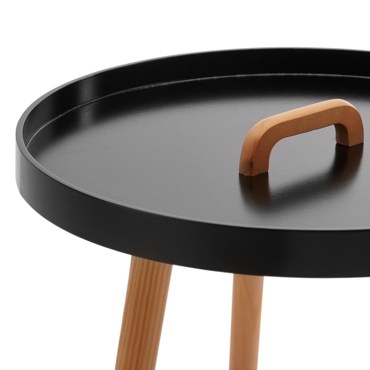 Přístavní stolek LIA - černá/barvy pinie, Moderní, dřevo (49,5/49,5/49,5cm) - Modern Living