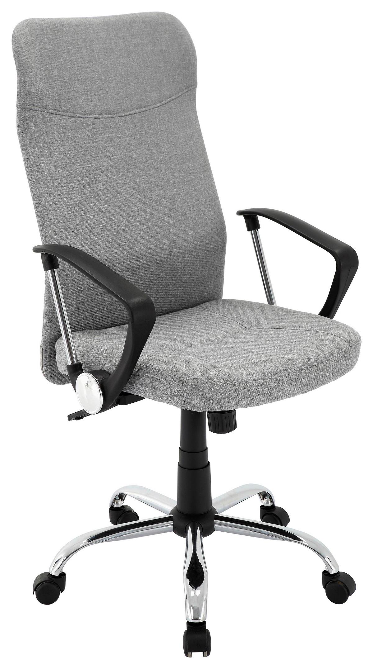 Drehstuhl Alwin mit Armlehnen Hellgrau - Chromfarben/Hellgrau, Design, Kunststoff/Textil (60/109-119/61,5cm) - MID.YOU