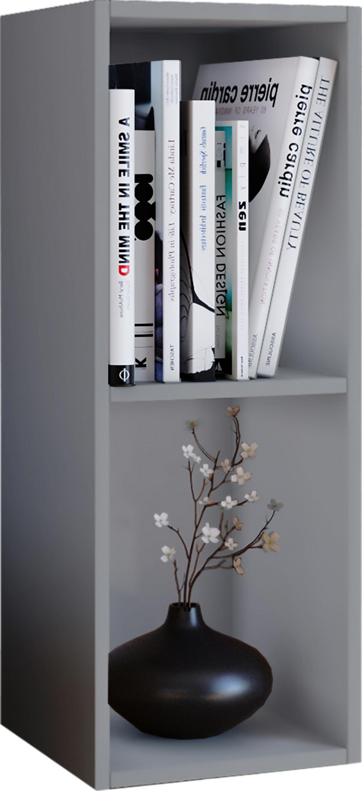 Dvd-regal Mit 2 Fächern Mendas B: 34 Cm Grau - Grau, Basics, Holzwerkstoff (34/72/30cm) - MID.YOU