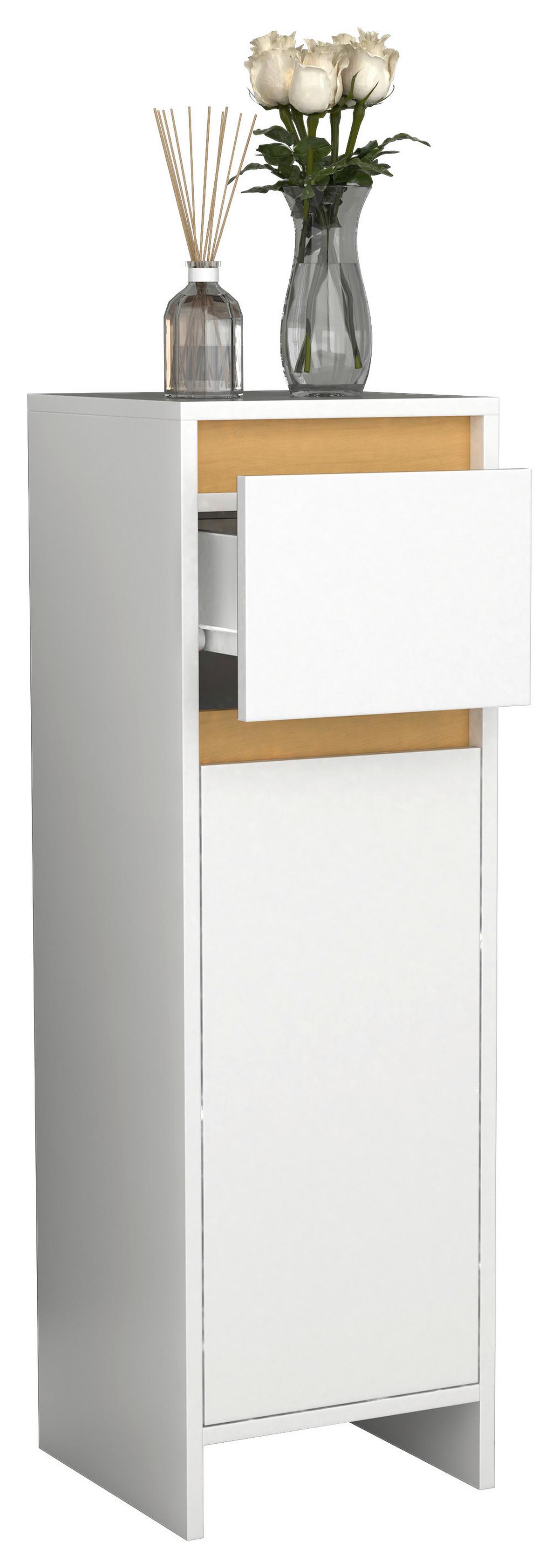 Highboard Malira Weiß/Eiche Dekor B:30cm - Honigeiche/Weiß, MODERN, Holzwerkstoff (30/95/30cm) - MID.YOU