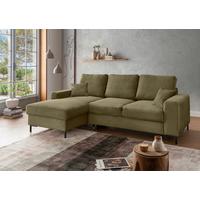Eckschlafsofa Zona, Olivgrün S: 143x237 Cm - Schwarz/Olivgrün, KONVENTIONELL, Textil (143/237cm) - Livetastic