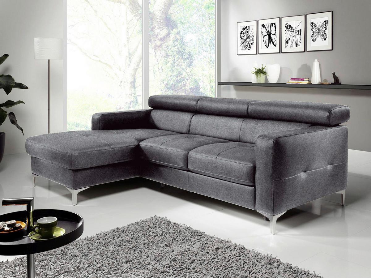Ecksofa Sammy Grau - Chromfarben/Grau, Design, Textil (169/226cm) - Livetastic