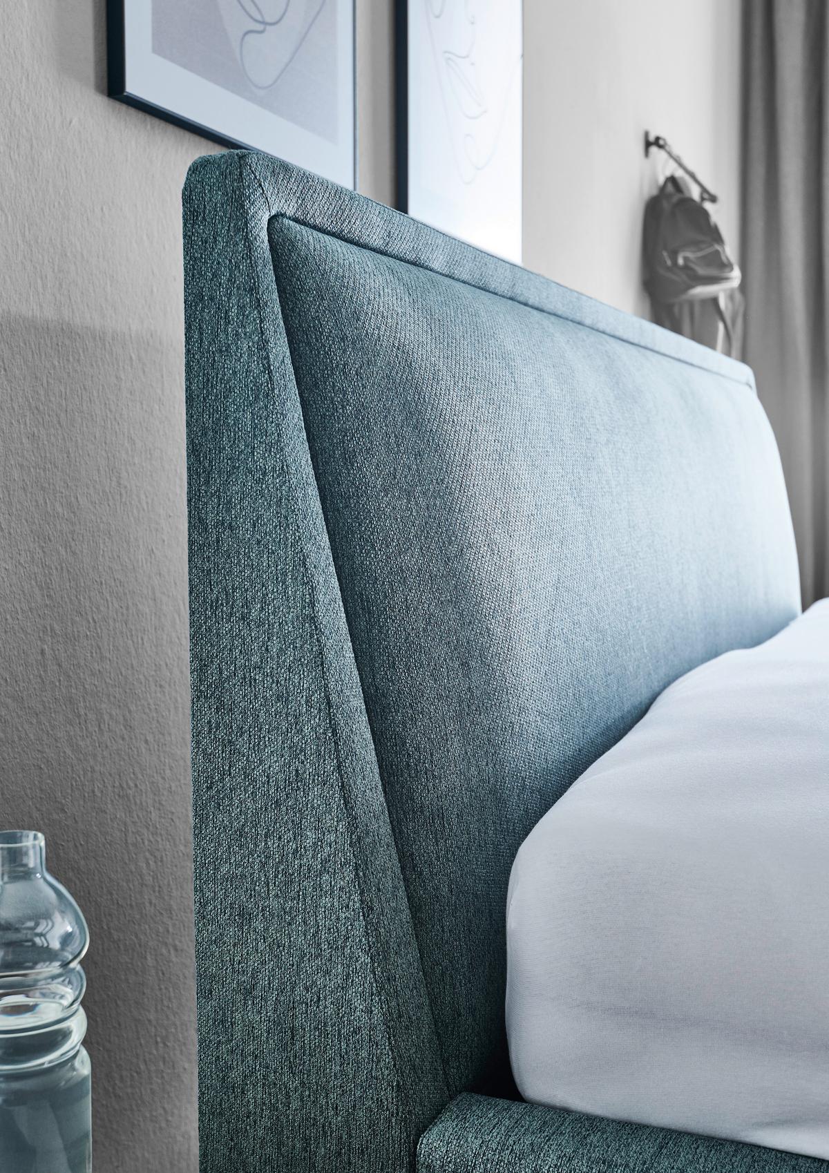 Polsterbett Frieda 140x200cm Blau, inkl. Bettkasten - Blau/Schwarz, KONVENTIONELL, Holz/Textil (140/200cm) - Livetastic