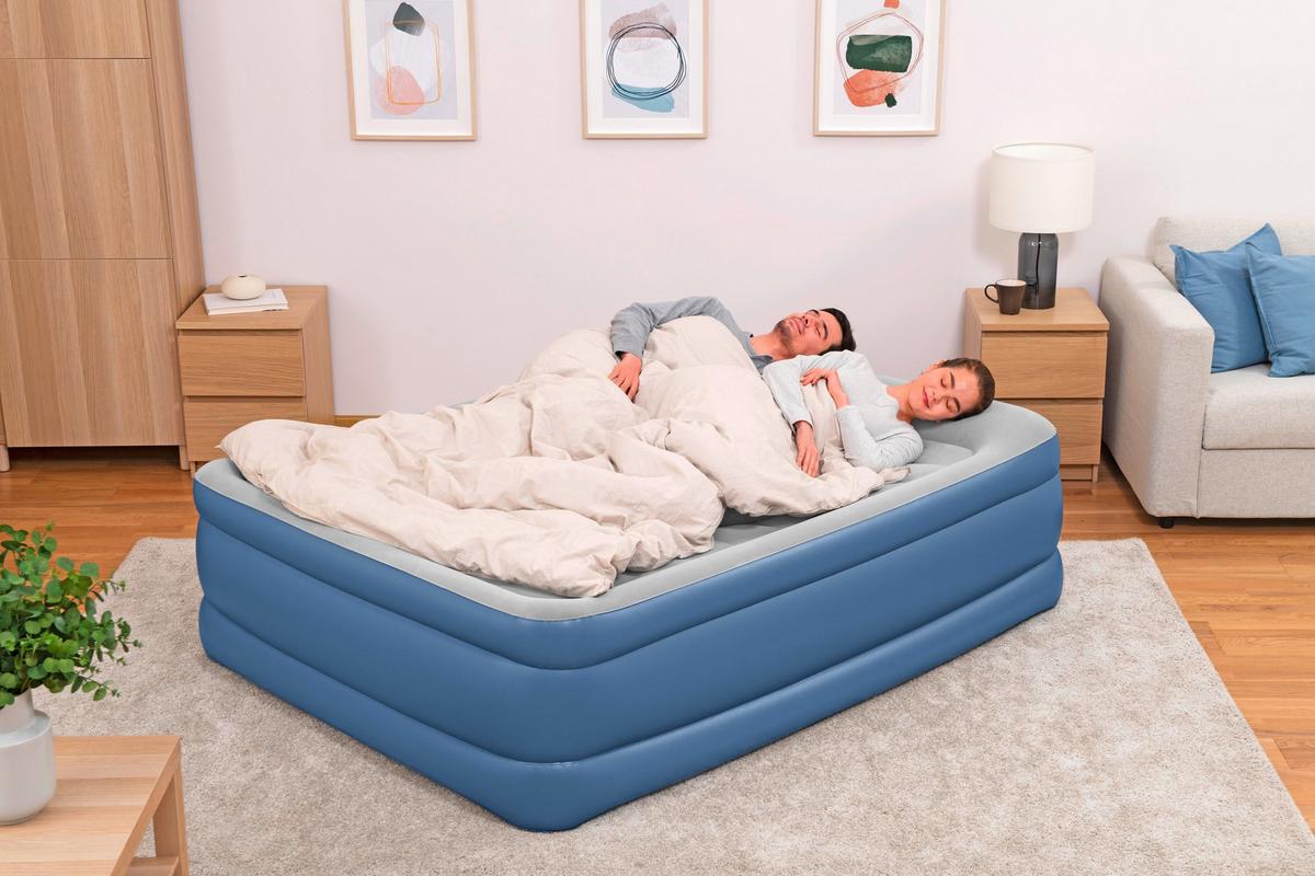 Luftbett Stefan 203x152x61 cm Bis 300kg, inkl. Pumpe - Dunkelblau/Grau, KONVENTIONELL, Kunststoff/Metall (203/152/61cm) - Bestway