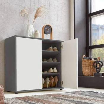 Sideboard Mailand5b:237cm Weiß/Anthrazit - Anthrazit/Schwarz, MODERN, Holzwerkstoff (237/73/33cm) - MID.YOU