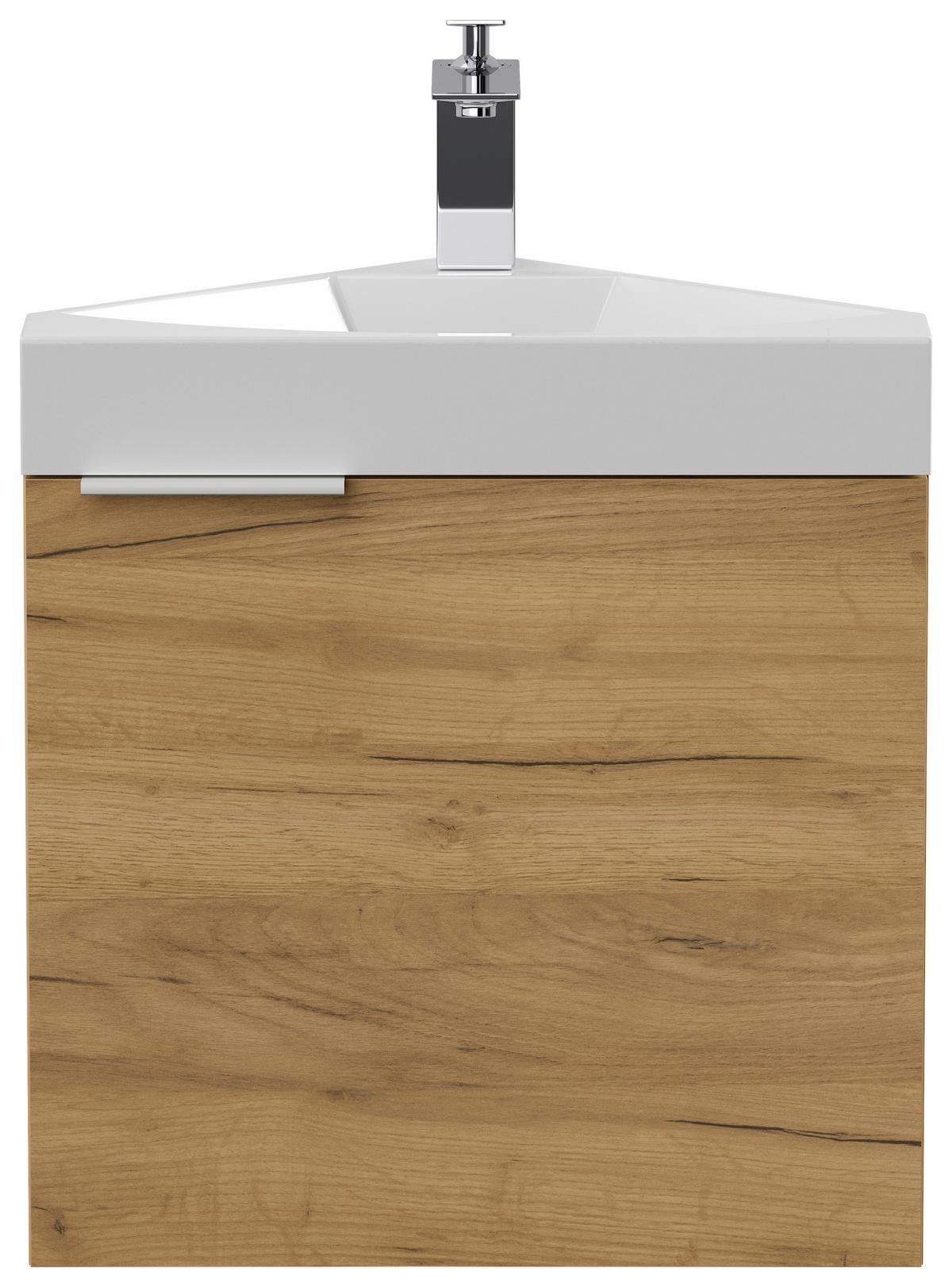 Gästebad Delta Eiche Dekor B: 52,3 cm - Eichefarben, MODERN, Holzwerkstoff/Stein (52,3cm) - MID.YOU