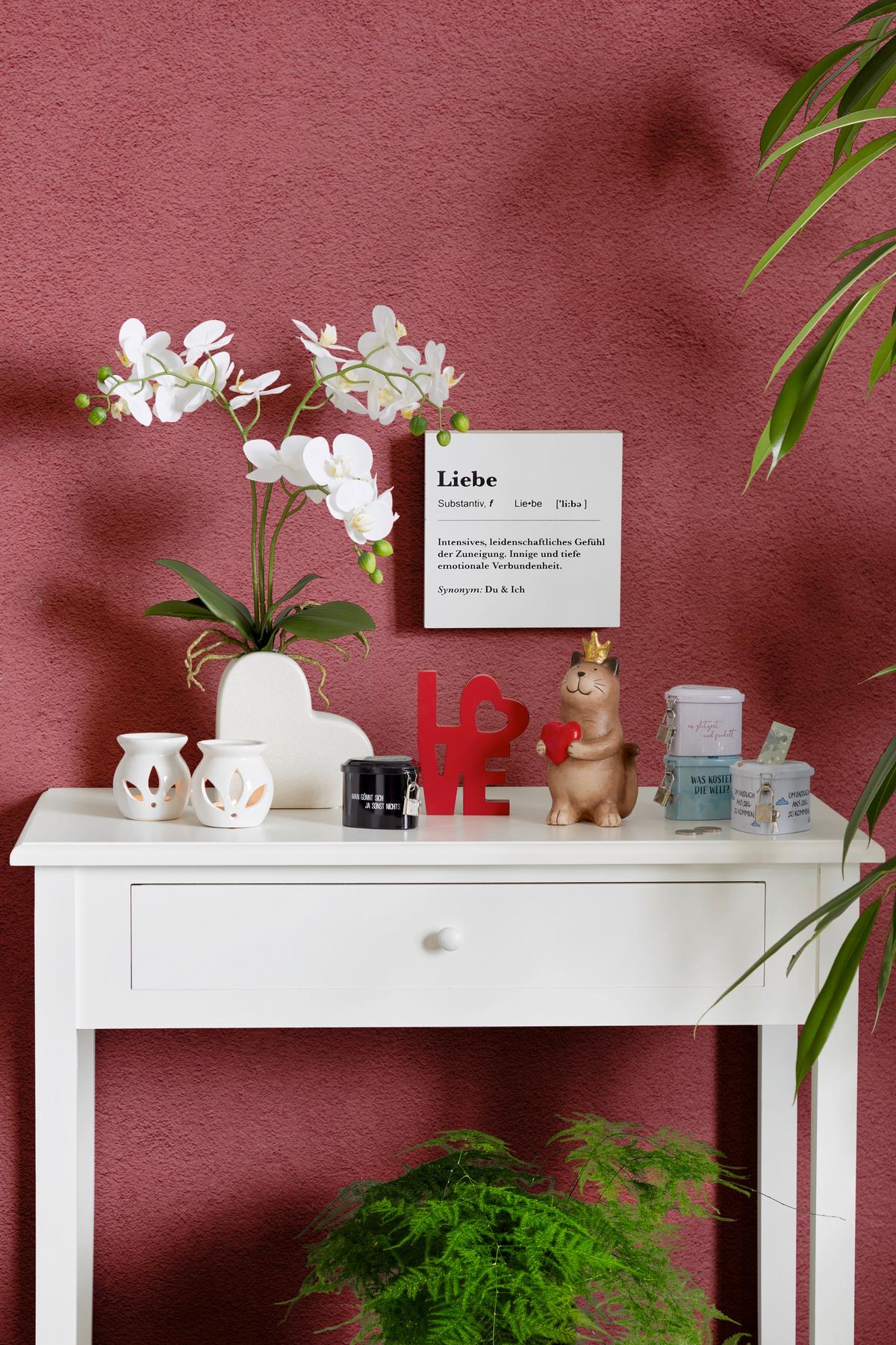 Dekofigur Schriftzug H: 11 Cm Holz Dekor Für Indoor - Rot, KONVENTIONELL, Holzwerkstoff (14/11/2cm) - Luca Bessoni