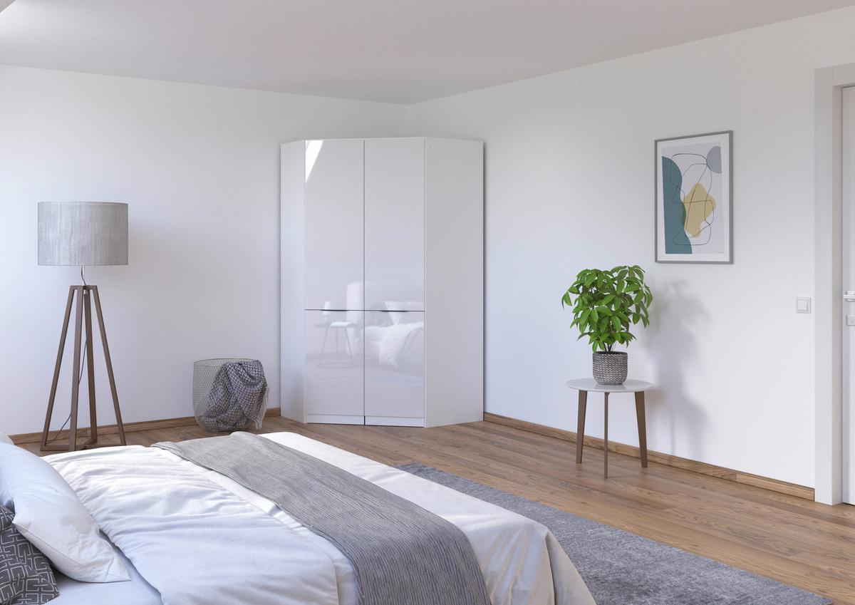 Eckschrank Max - Weiß Hochglanz/Weiß, KONVENTIONELL, Holzwerkstoff (117/210/104cm) - James Wood