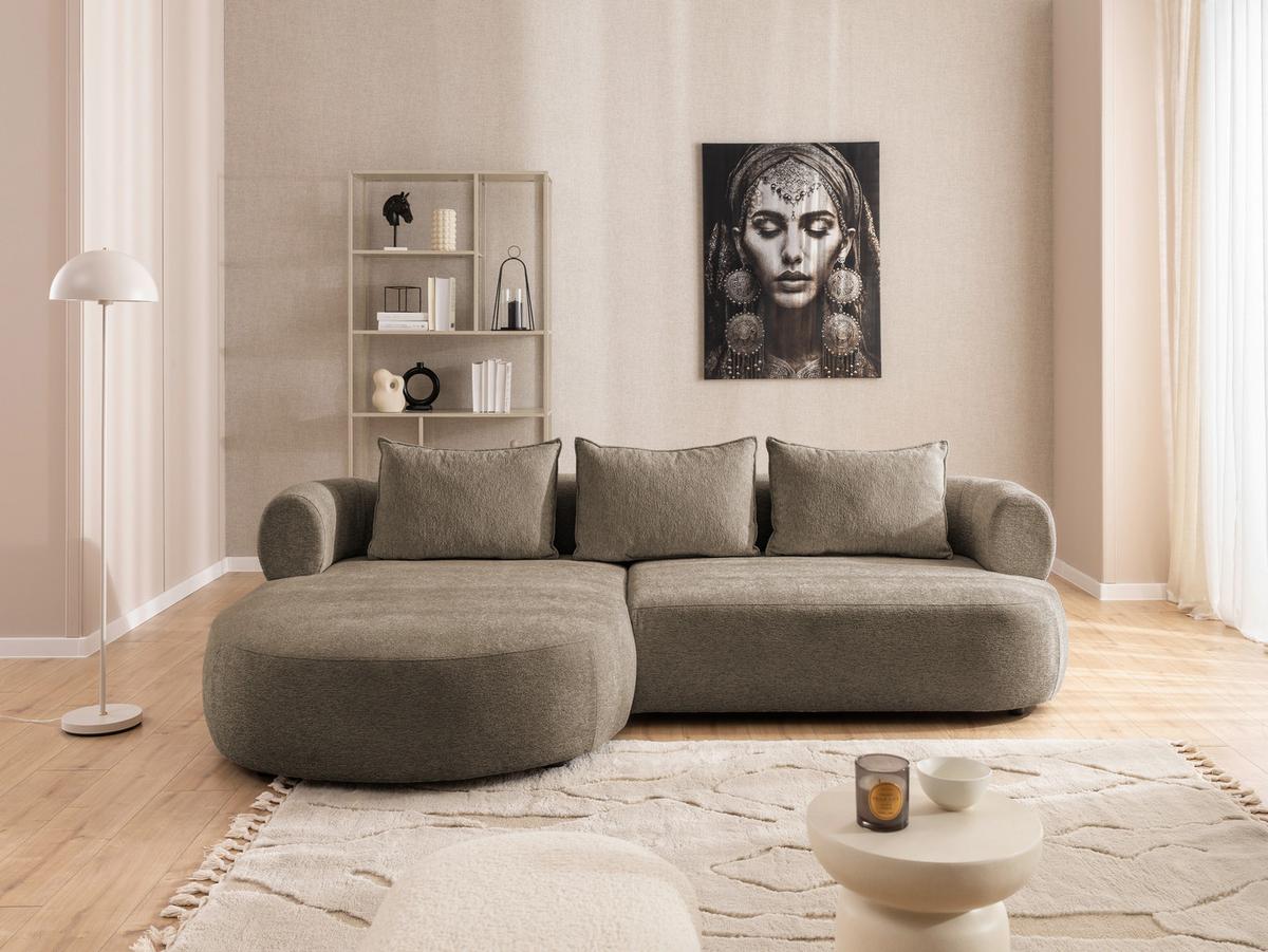 Ecksofa Ferro Braun S: 156x256 cm - Schwarz/Braun, Design, Textil (156/256cm) - Livetastic