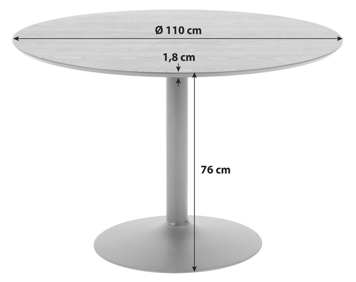 Okrúhly jedálenský stôl IBIZA, ø 110 cm, biely lak - biela, Design, kov/kompozitné drevo (110/76/110cm) - MID.YOU