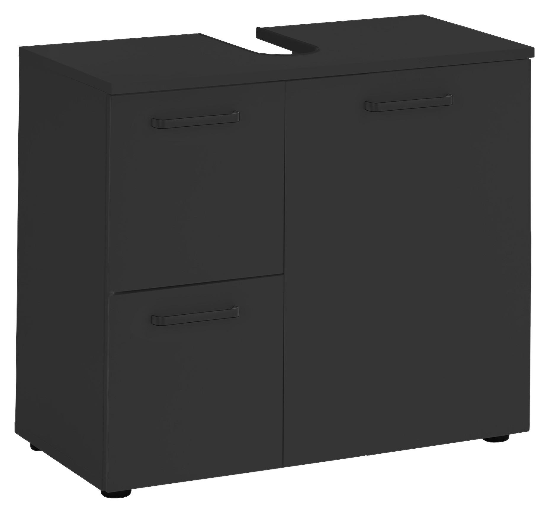 Waschbeckenunterschrank Vanice B: 70 cm Schwarz - Schwarz, MODERN, Holzwerkstoff (70/60/35cm) - MID.YOU