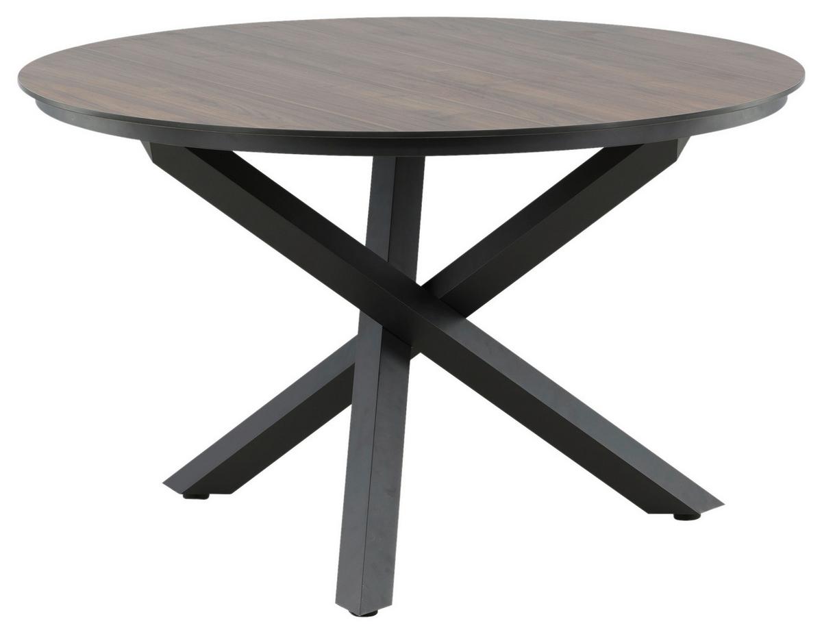 Gartentisch Llama - Schwarz/Braun, KONVENTIONELL, Kunststoff/Metall (120/120/75cm) - Gardenson