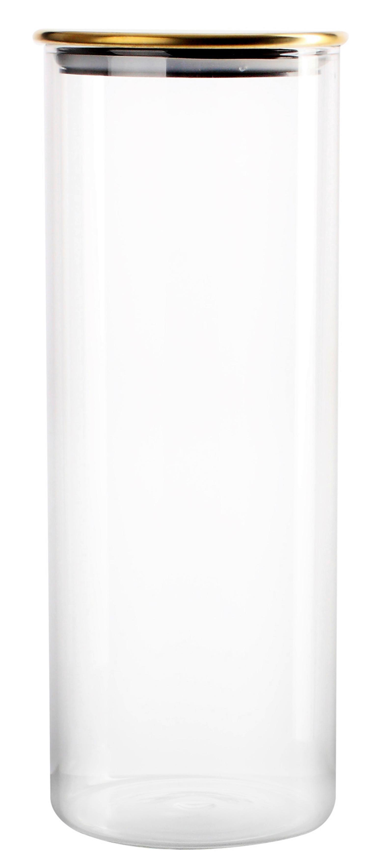 Dóza na potraviny Goldline, 1,7l - priehľadné/zlatá, Romantik / Landhaus, kov/plast (10,6/27,5cm) - Mömax