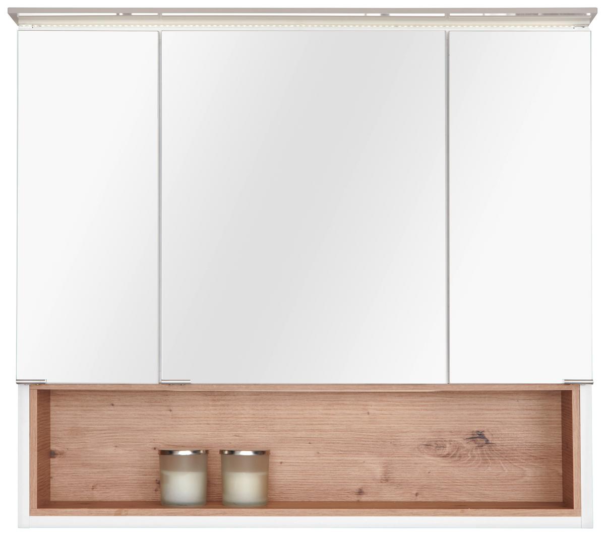 Badezimmer Mura Eiche Dekor/weiß Hg B: 150 Cm - Weiß Hochglanz/Eiche Artisan, MODERN, Keramik/Holzwerkstoff (150/173,5/46,5cm)