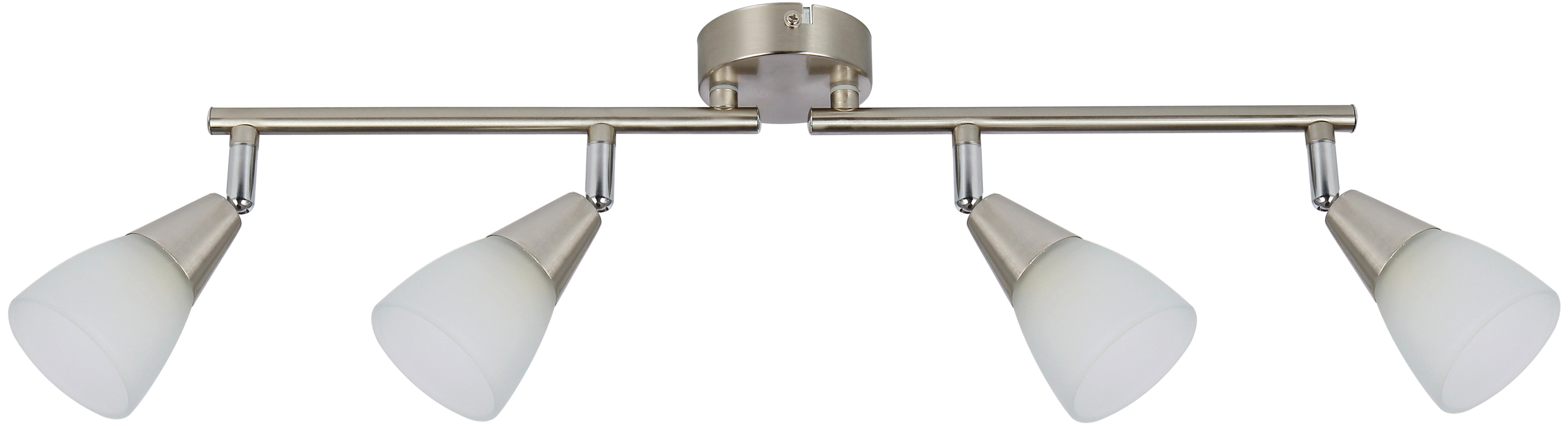 Strahler Walter 4-Flammig verstellbar L: 60 cm - Weiß/Nickelfarben, KONVENTIONELL, Glas/Metall (60/8/19cm) - James Wood