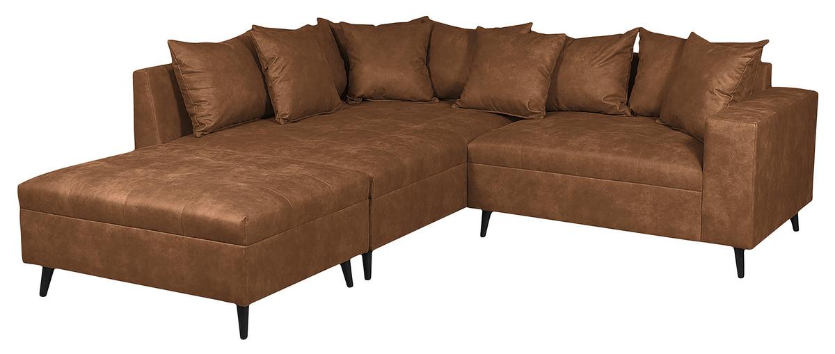 Ecksofa Pruno, Braun S: 174x247 Cm - Schwarz/Braun, Design, Textil (174/247cm) - MID.YOU