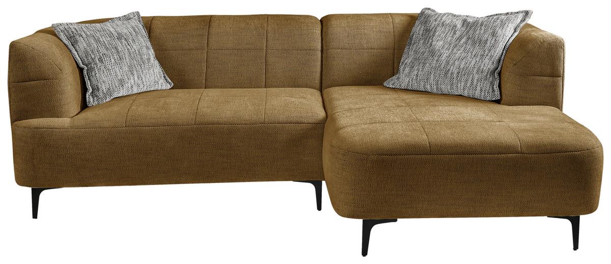 Ecksofa Lou Goldfarben/schwarz, 247 Cm - Goldfarben/Schwarz, Design, Textil (247/158cm) - MID.YOU