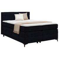 Boxspringová postel BARI 140/200, černá - černá, Konvenční, kov/textil (140/200cm) - Mömax