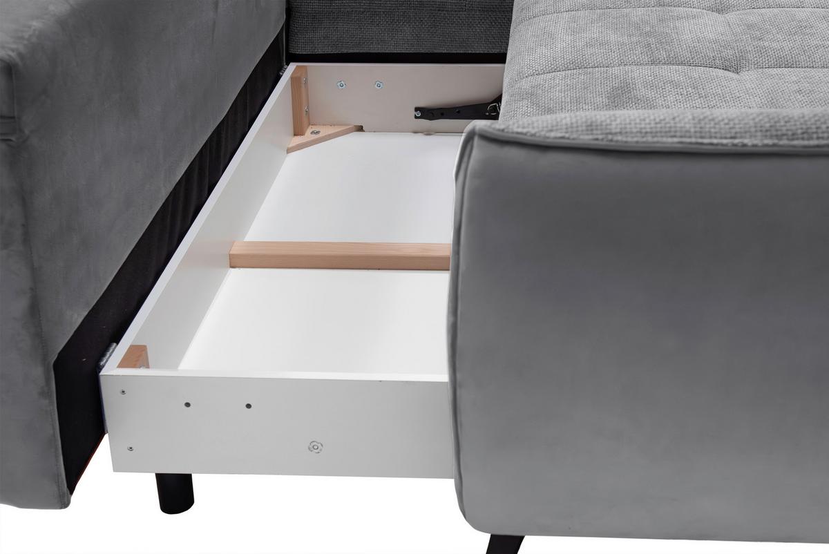 Ecksofa Midway - Schwarz/Grau, MODERN, Holz/Holzwerkstoff (282/187cm)