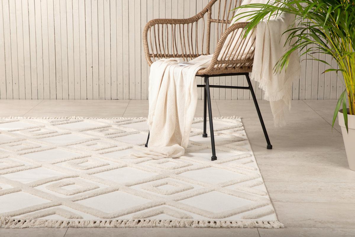 Flachwebteppich Towa - Weiß, LIFESTYLE, Textil (160/230cm) - P & B
