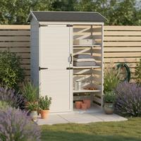Záhradný domček na náradie Vera, drevený - biela, Modern, drevo (130/55/180cm) - Bessagi Garden