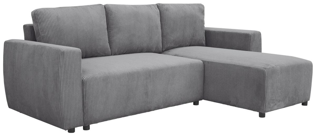 Eckschlafsofa mit Bettkasten Pharell, anthrazit, 230x155cm - Anthrazit/Schwarz, KONVENTIONELL, Holz/Holzwerkstoff (230/155cm)