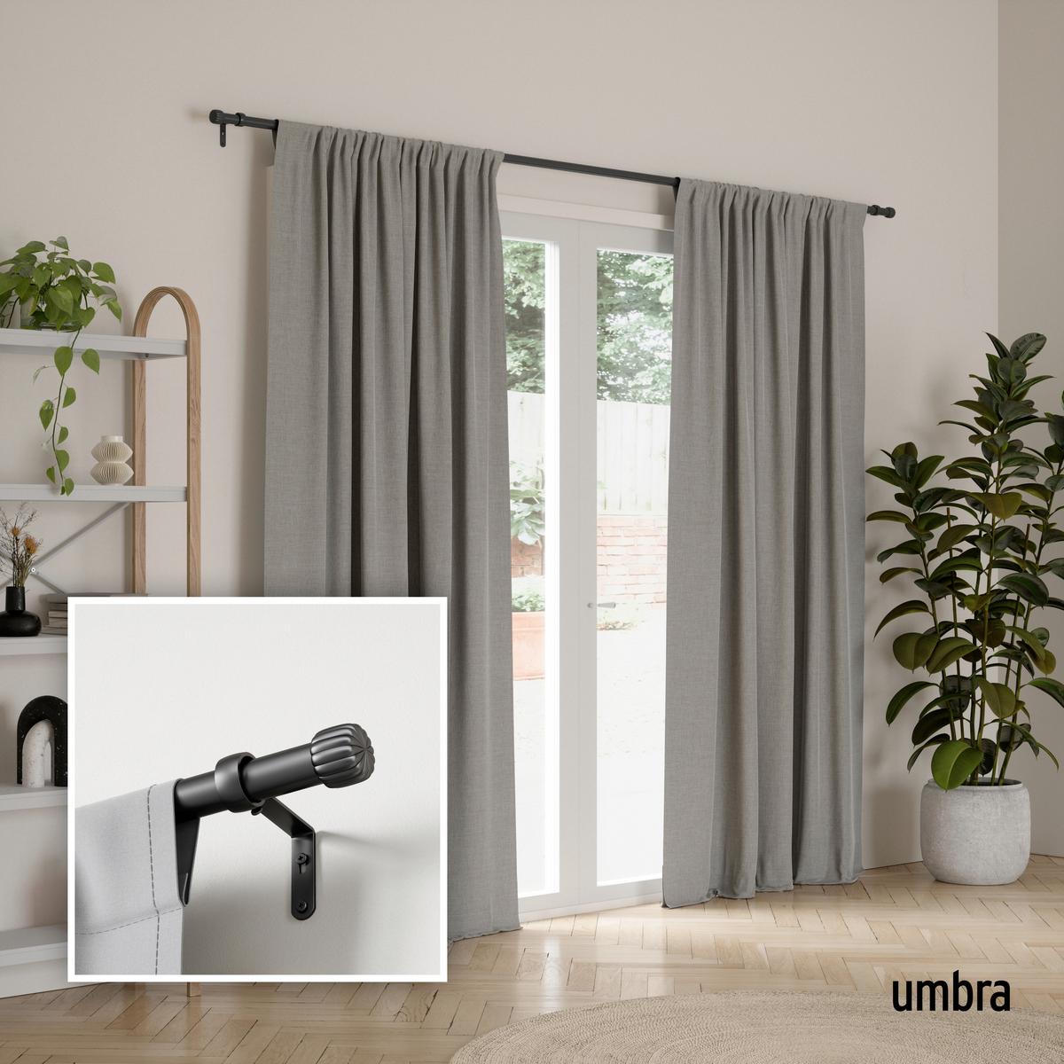 Vorhangstangenset Cleo Rod Schwarz L: 91-168 cm - Schwarz, KONVENTIONELL, Kunststoff/Metall (91-168cm) - Umbra