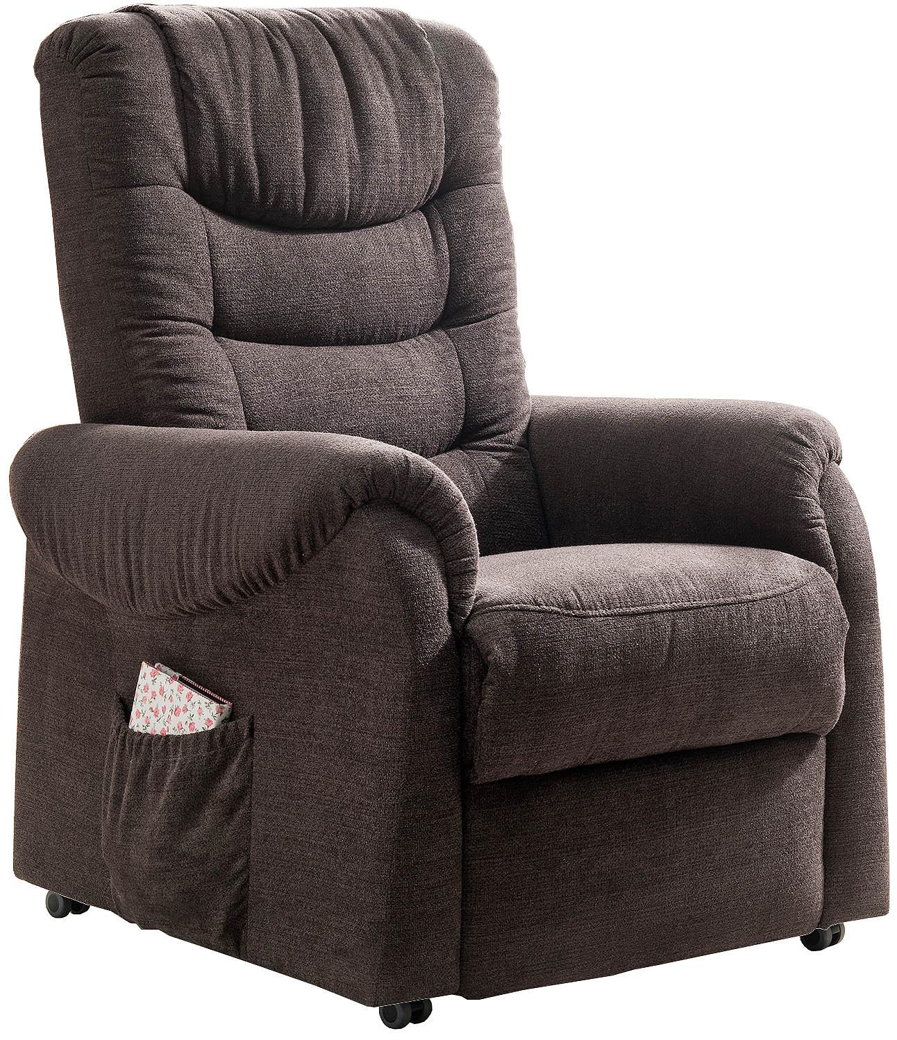 Fernsehsessel Nino Dunkelbraun B: 76 cm - Dunkelgrün/Dunkelbraun, Design, Textil (76/106/94cm) - Livetastic