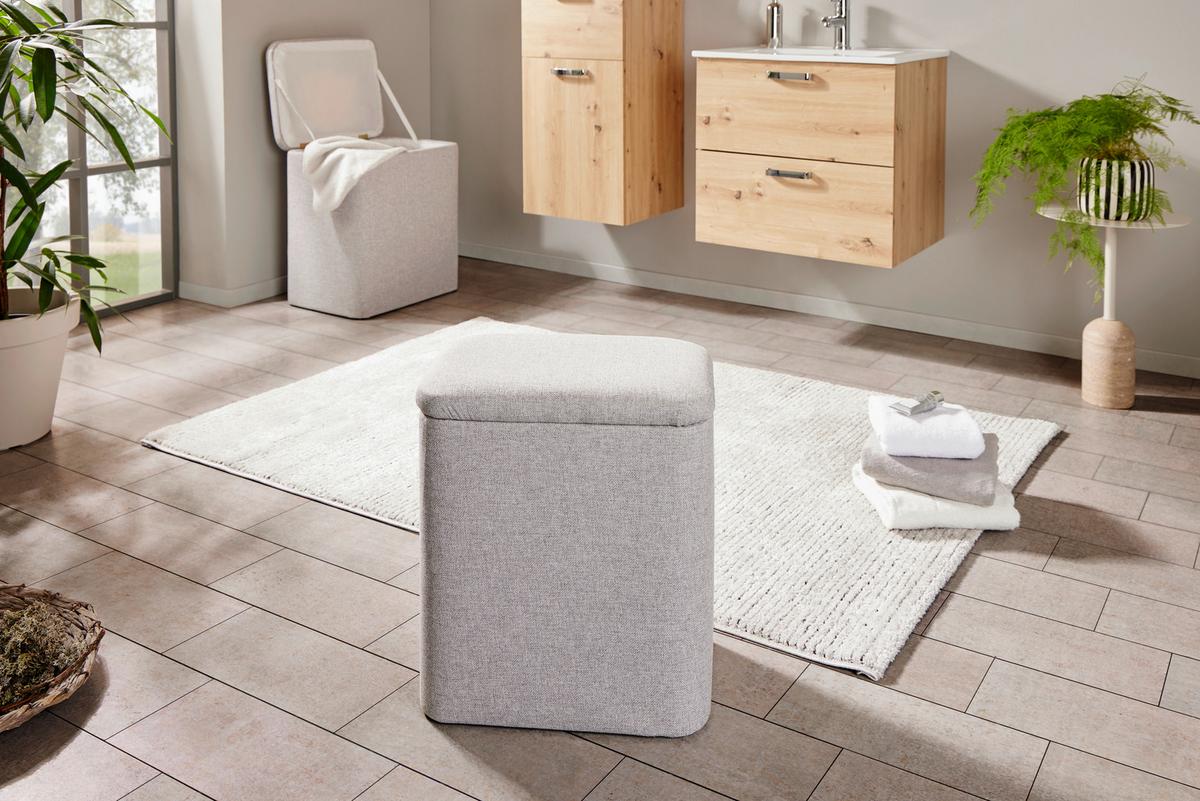 Wäschetonne Sandra - Hellgrau/Grau, Basics, Holz/Textil (48/38/53cm) - Luca Bessoni