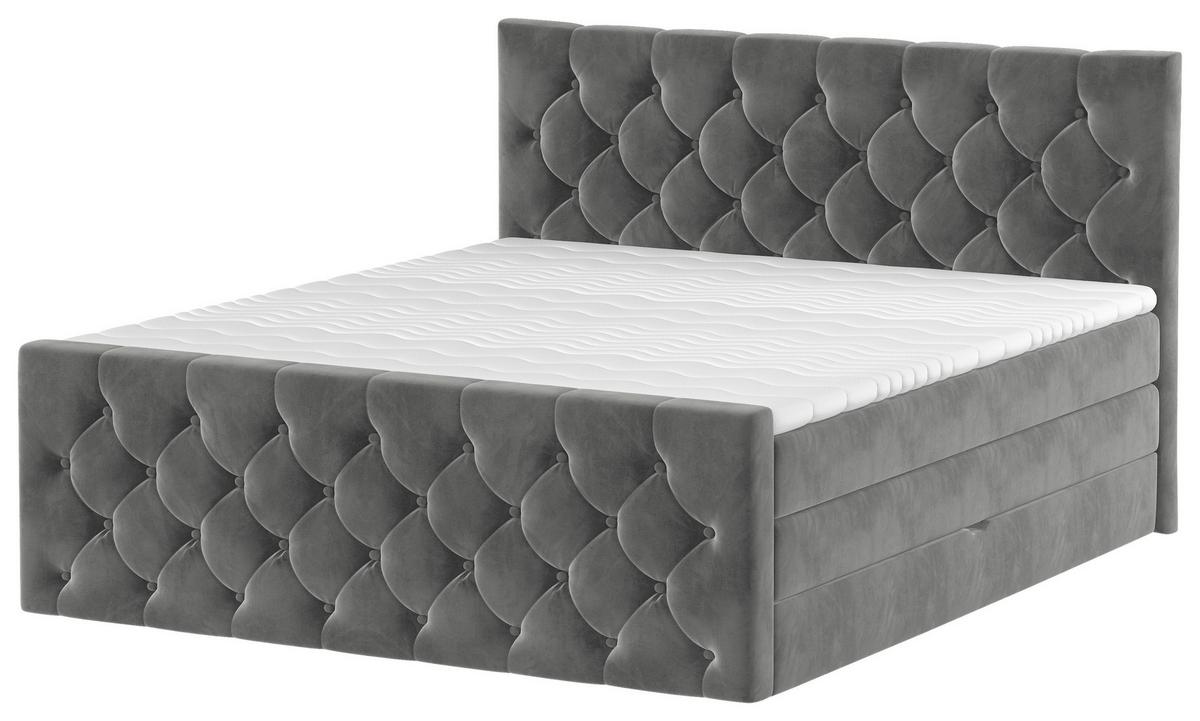 Boxspringbett Swing 19 Graphitfarben 140x200 cm H2 - Schwarz/Graphitfarben, ROMANTIK / LANDHAUS, Textil (144/121/212cm) - James Wood