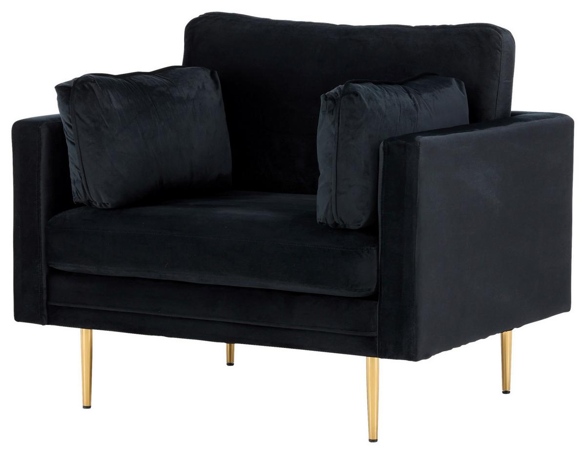 Sessel Boom - Hellbraun/Schwarz, Design, Textil/Metall (110/84/86cm) - Livetastic