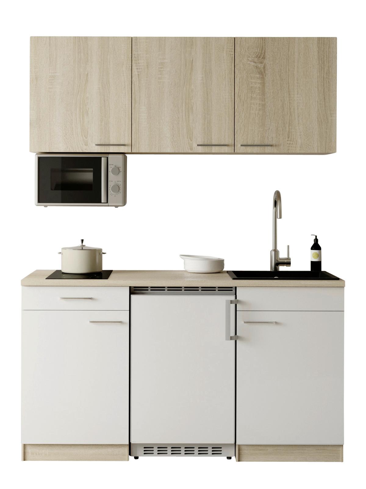 MINIKÜCHE Ingrid, Weiß B: 150 cm - Eichefarben/Weiß, Design, Holzwerkstoff (150cm) - Respekta
