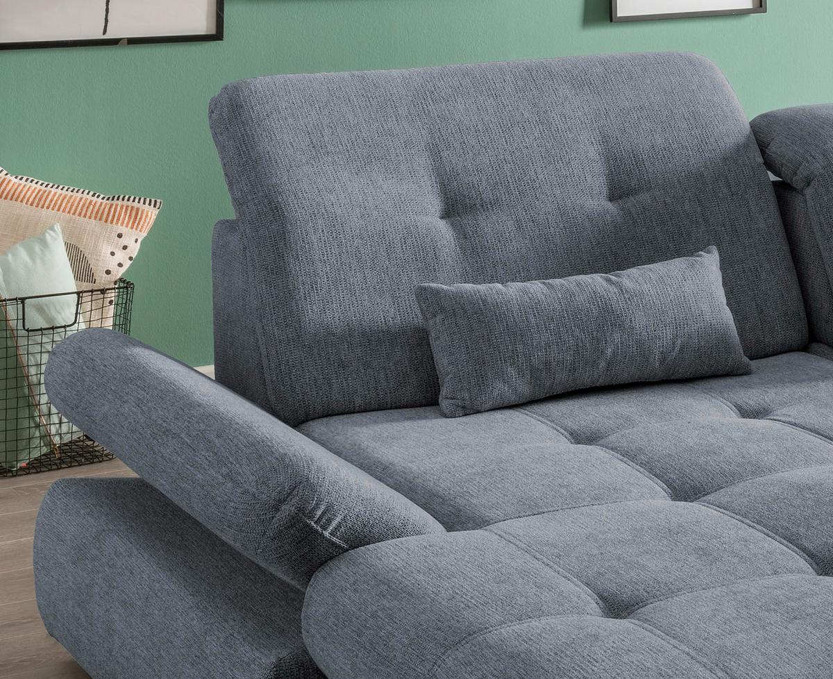 Ecksofa mit Schlaffunktion Dalida Hellblau Chenille - Chromfarben/Hellblau, Design, Textil (196/300cm) - Livetastic
