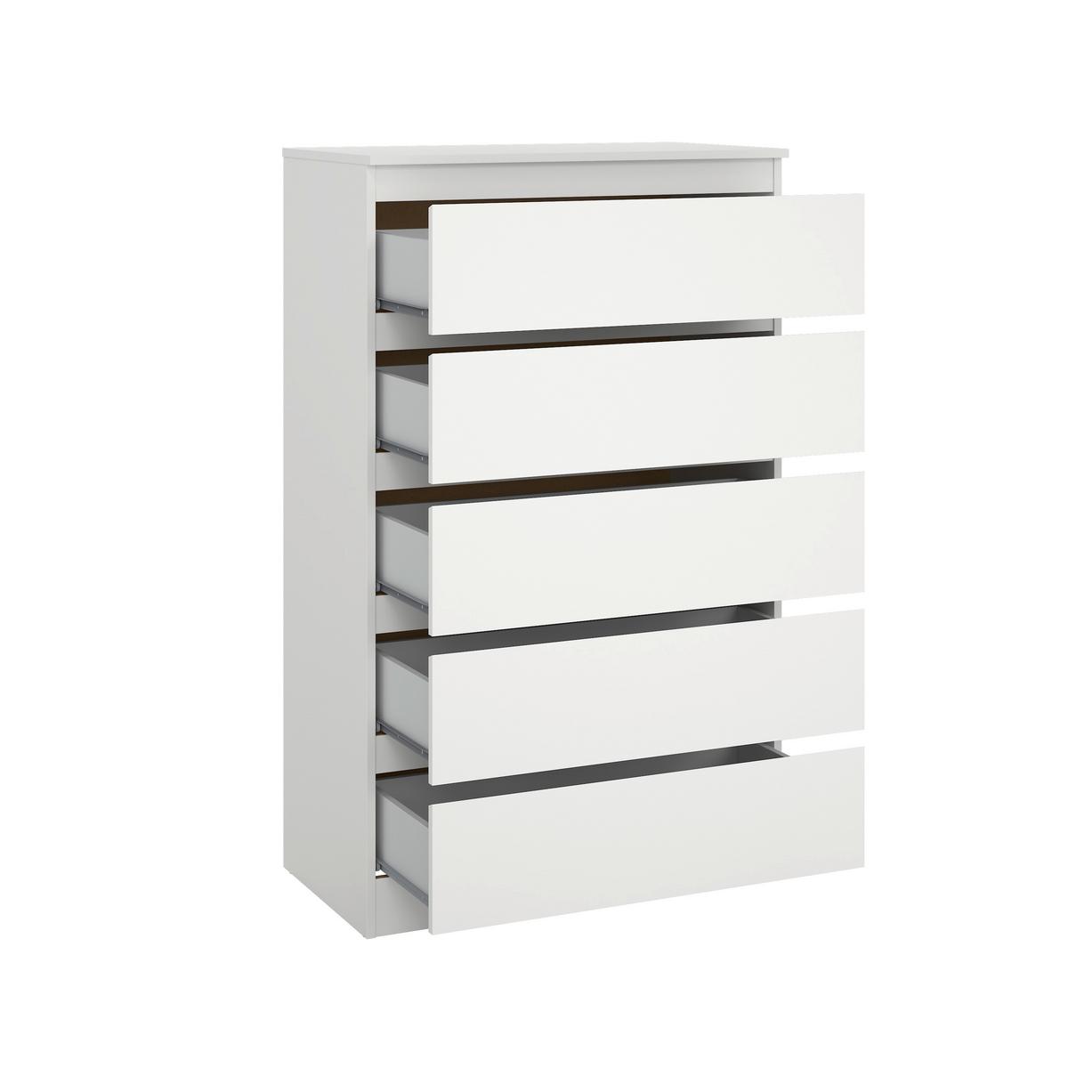 Komoda MARA 5 biela - bílá, Konvenční, dřevo (77/125/42cm) - Mömax