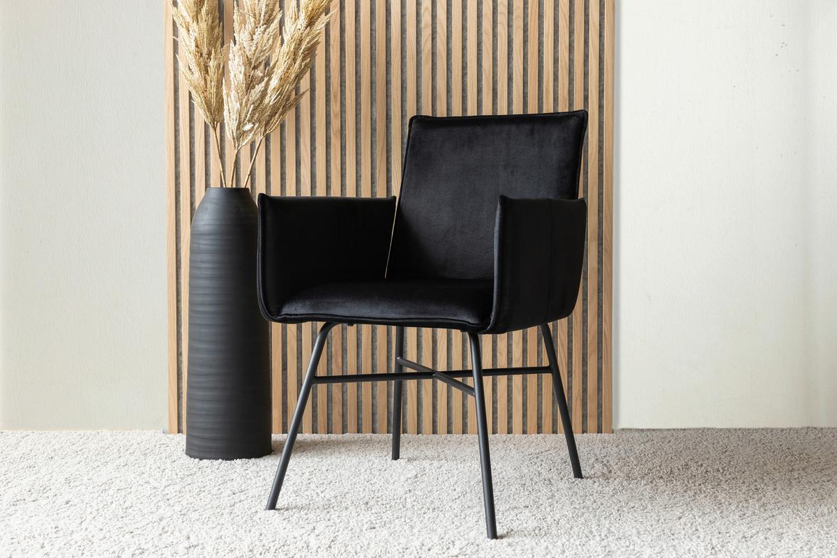 Stuhl Petra - Schwarz, Design, Textil/Metall (57/87/60cm) - Livetastic