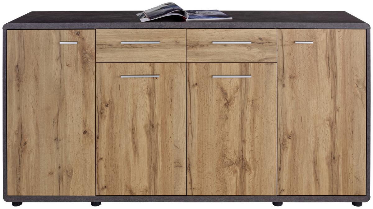 KOMODA FONTANA NEW FTK05 - farba duba/tmavosivá, Modern, kompozitné drevo/plast (174,4/87,2/40cm)