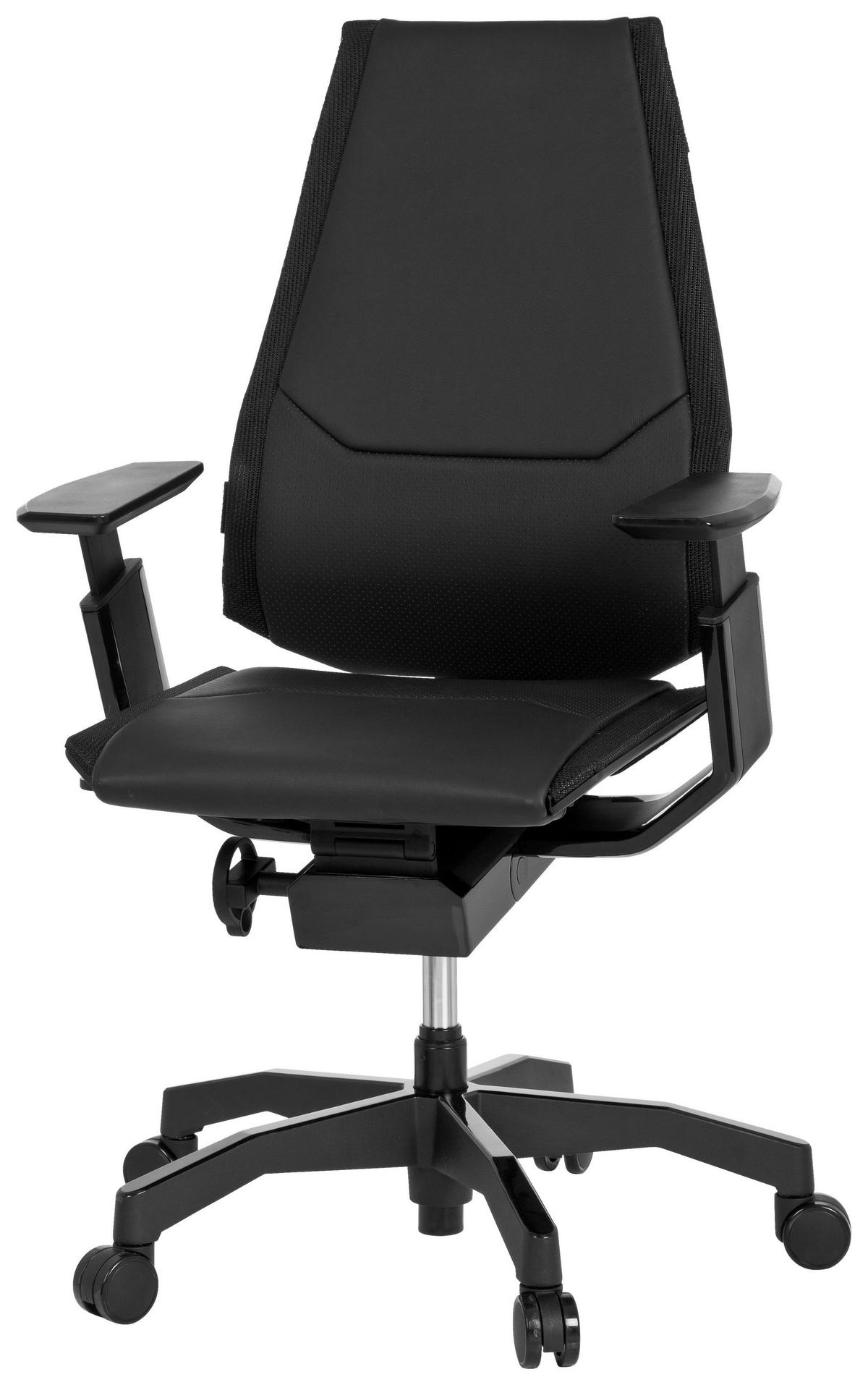 Drehstuhl Genidia Black höhenverstellbar Schwarz - Schwarz, MODERN, Leder/Kunststoff (57/119/46cm) - MID.YOU