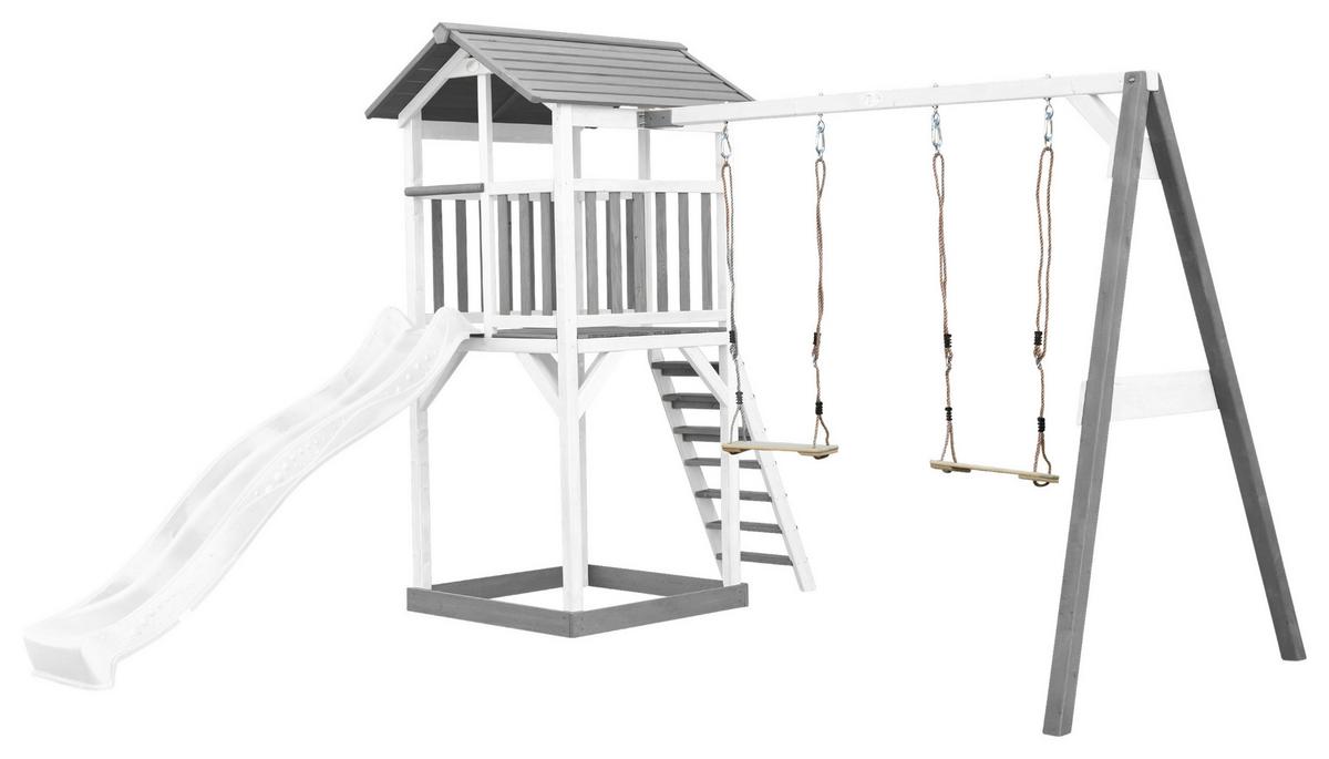 Spielturm A025.122.92 - Weiß/Grau, KONVENTIONELL, Holz/Kunststoff (356,6/241,9/349cm) - Ambia Garden