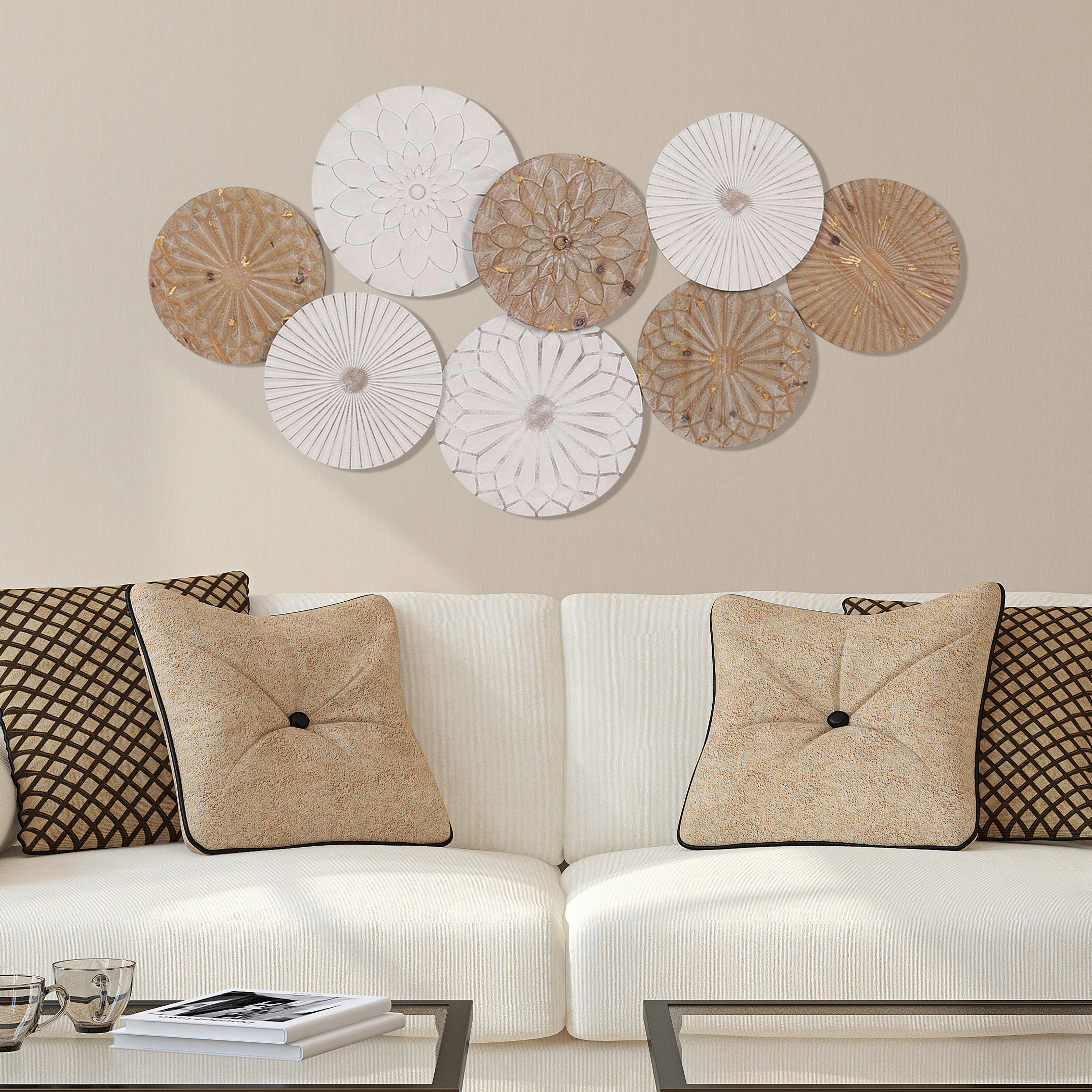 DEKORACE NA ZEĎ ORNAMENT - bílá/přírodní barvy, Lifestyle, kov/dřevo (109/58/4,5cm) - Mömax