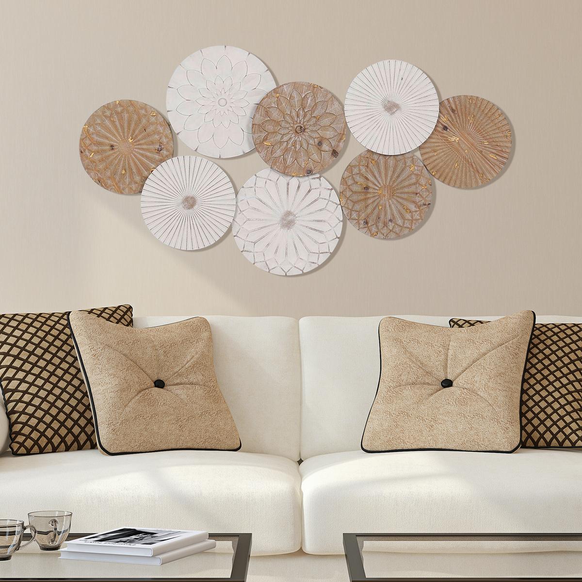 DEKORACE NA ZEĎ ORNAMENT - bílá/přírodní barvy, Lifestyle, kov/dřevo (109/58/4,5cm) - Mömax
