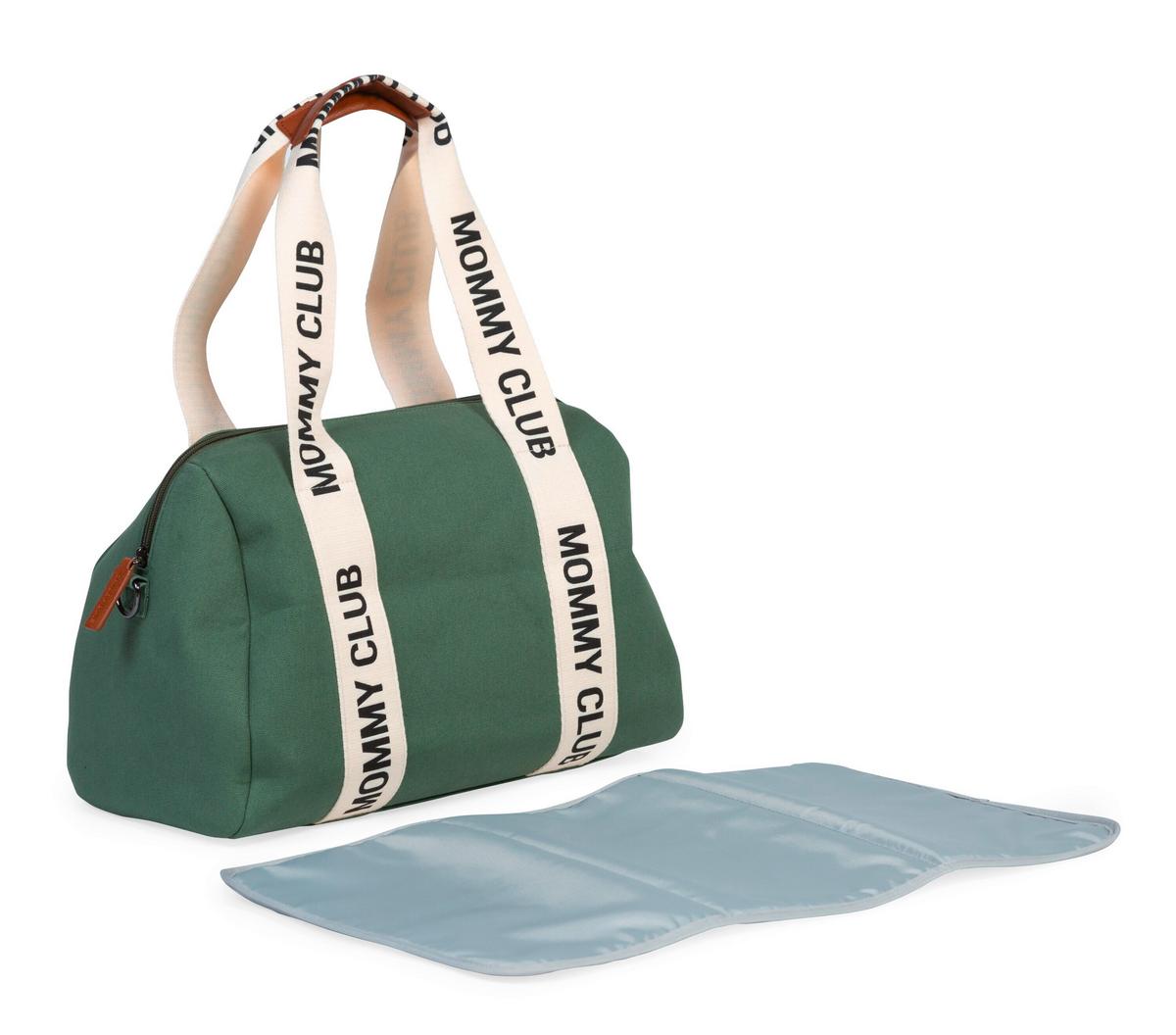 Wickeltasche Mommy Club Grün/Weiß, B: 38 cm - Weiß/Grau, KONVENTIONELL, Kunststoff/Textil (38/21/27cm) - Childhome