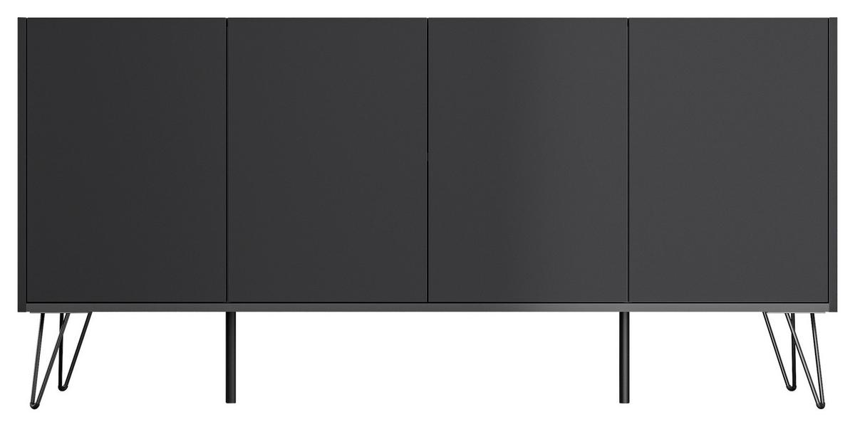 Sideboard Posseik Industrial Graphitfarben B: 155 cm - Schwarz/Graphitfarben, Design, Holzwerkstoff (155/75,8/42cm) - P & B