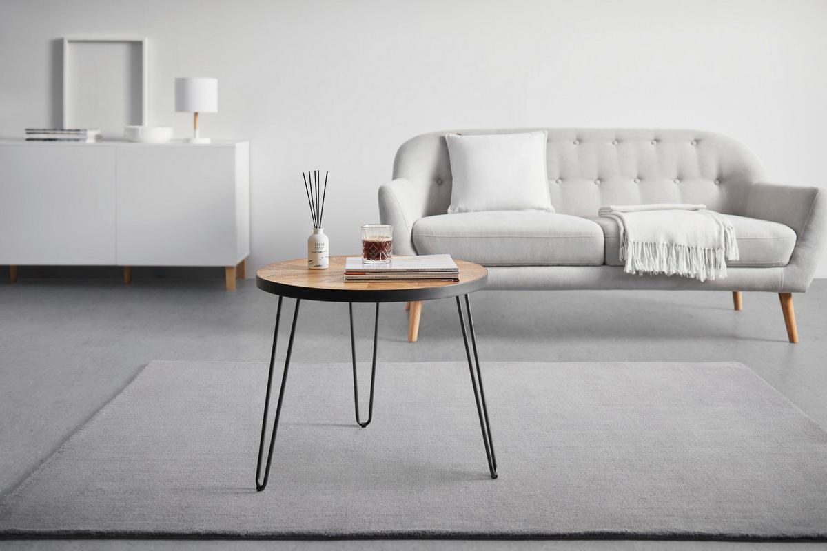 Konferenčný stolík NOEL 60 - čierna/prírodná farba, Romantik / Landhaus, kov/drevo (60/51/60cm) - Zandiara
