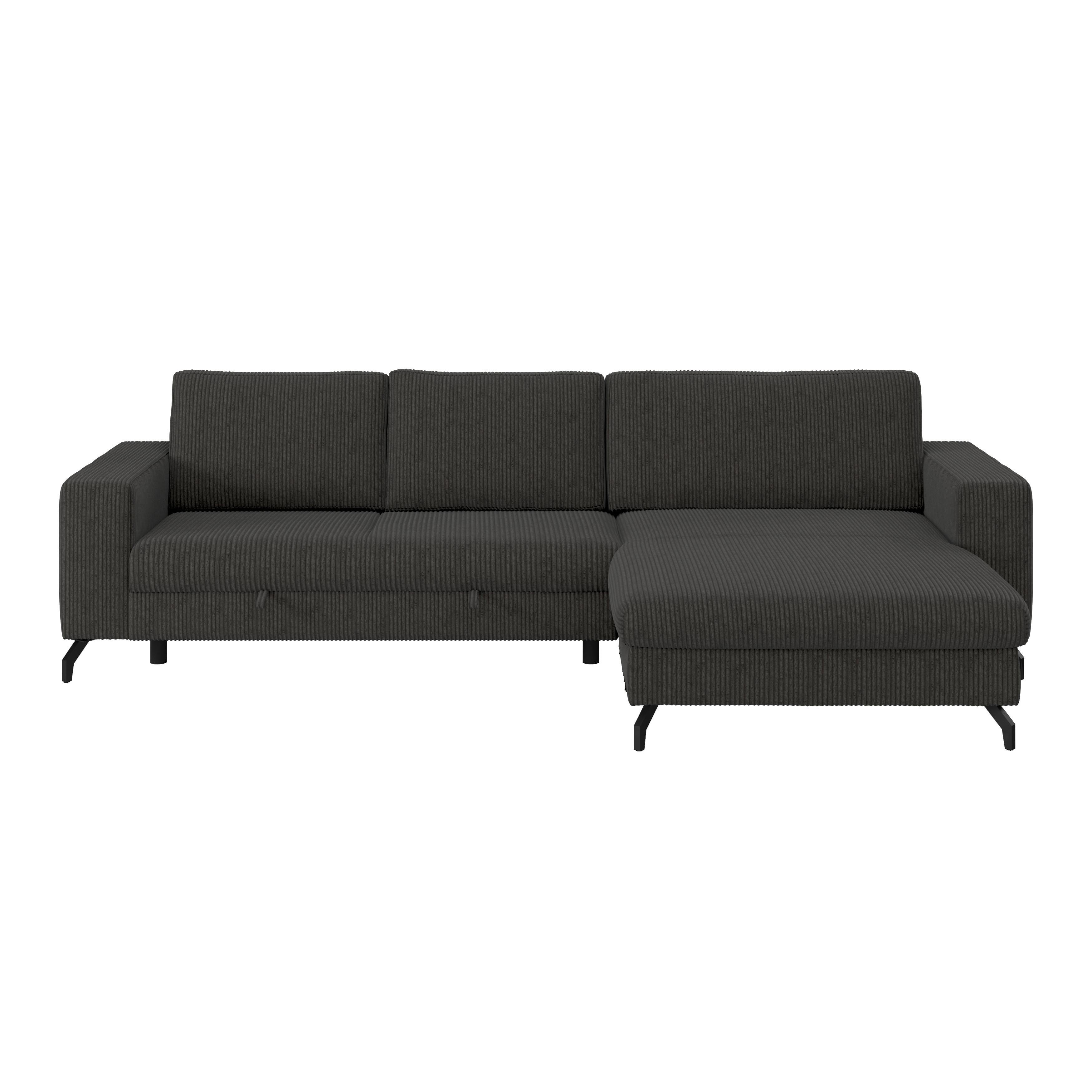 Ecksofa mit Bettkasten Cloud Grau Cord 290x178 cm - Grau, Trend, Textil (290/178cm)