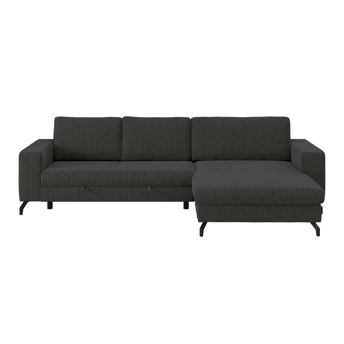 Ecksofa mit Bettkasten Cloud Grau Cord 290x178 cm - Grau, Trend, Textil (290/178cm)