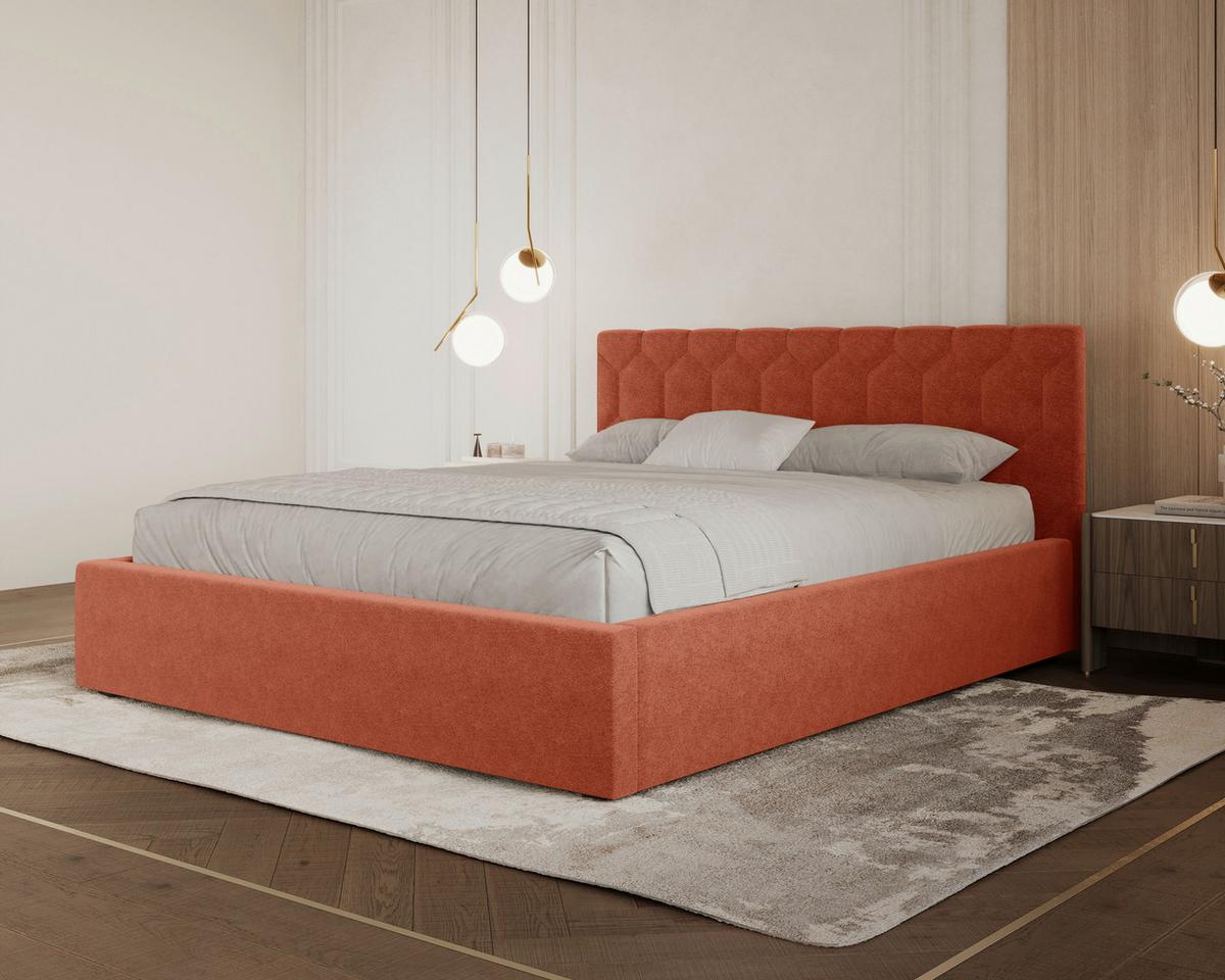 Polsterbett Veronice mit Bettkasten 140x200 - Schwarz/Orange, MODERN, Holz (140/200cm) - Livetastic