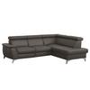 Ecksofa Lince Dunkelbraun S: 257x197 cm - Chromfarben/Dunkelbraun, Design, Leder/Textil (257/197cm) - Livetastic