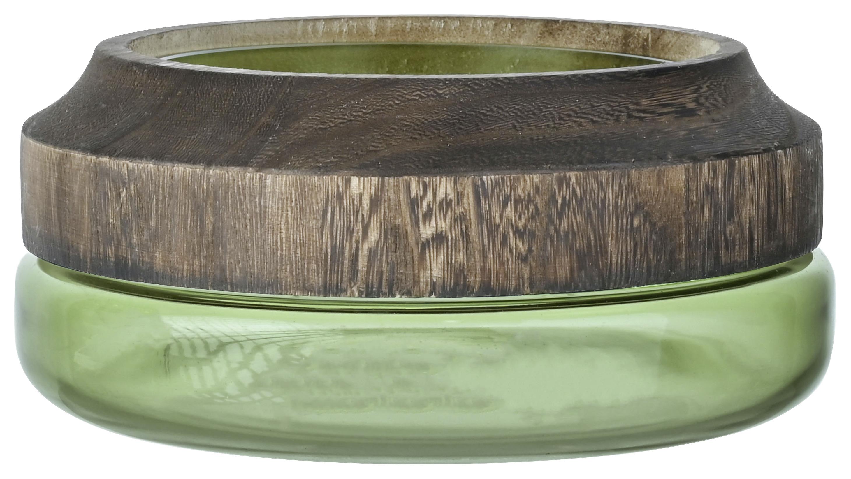 Dekoračná Miska Wood, 26/11 Cm - prírodné farby/zelená, drevo/sklo (26/11cm) - Premium Living