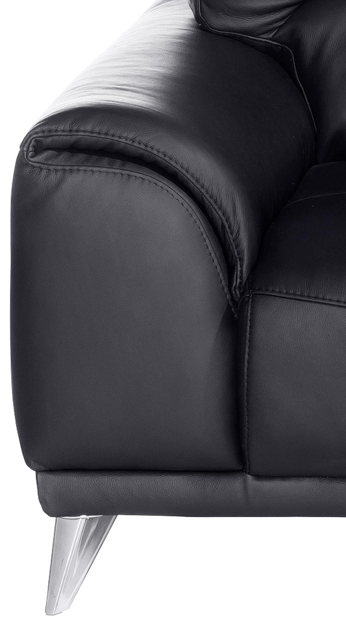 Dreisitzer-Sofa Frisco, Lederlook - Chromfarben/Schwarz, MODERN, Textil (210/92/96cm) - MID.YOU